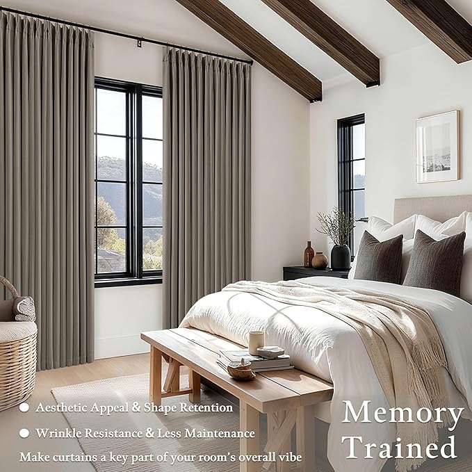 Flax Taupe Pinch Pleated Blackout Curtains 102 Inches Long - Image 4