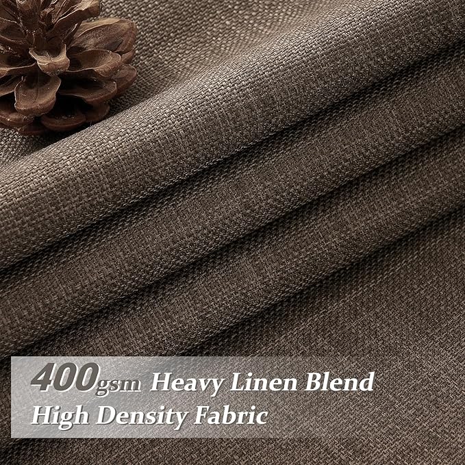 Blackout Dual Layer Thick Linen Room Divider Curtains 78 Inches Long, Dark Flax - Image 2