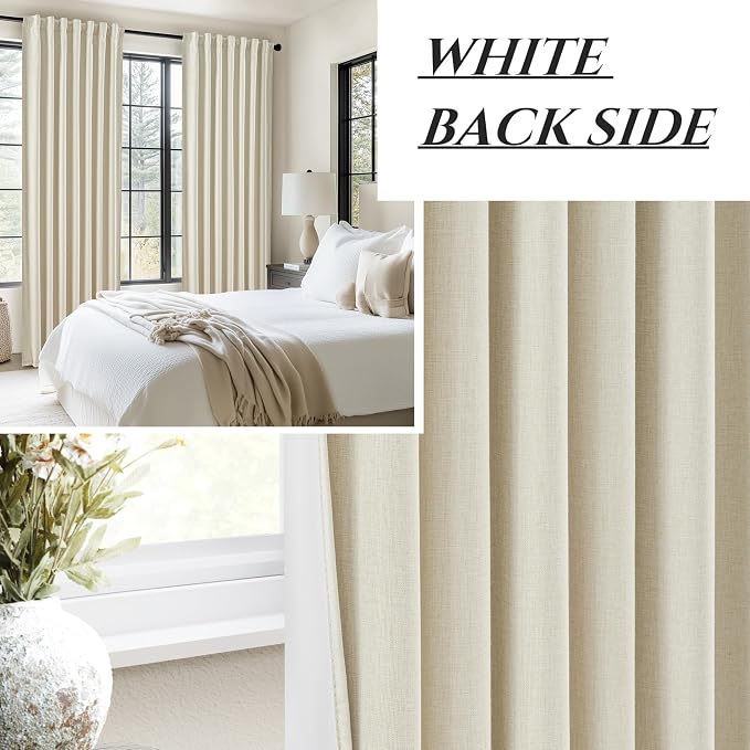 QJmydeco Warm Cream 132 Inch Curtains High Ceiling Tall Curtain - Image 6