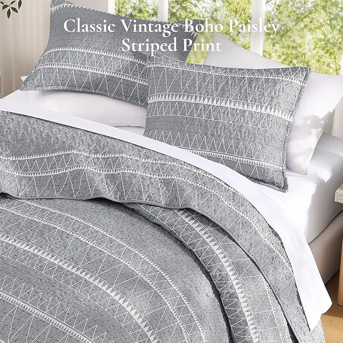 Oversized Super King Plus Quilt Set Grey - Image 4