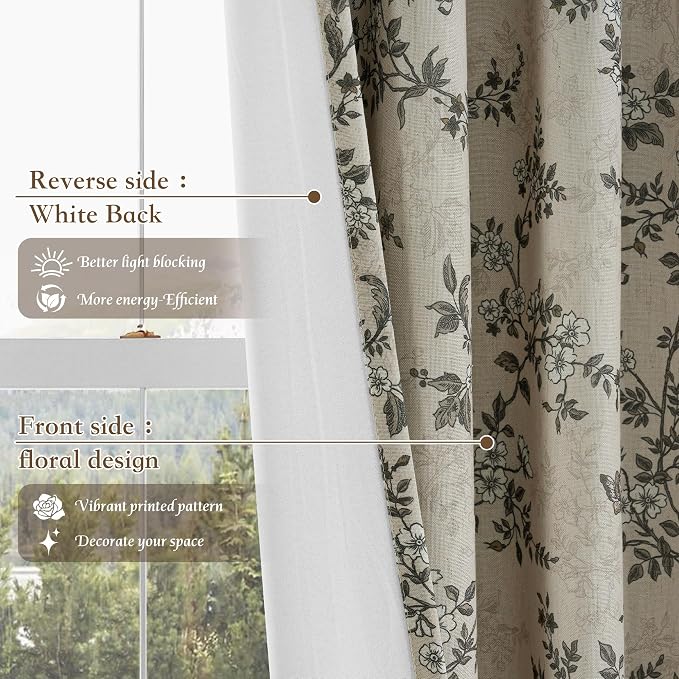 Linen Blackout Curtains for Living Room, W52 x L96, 2 Panels | Elegant Classic - Image 5