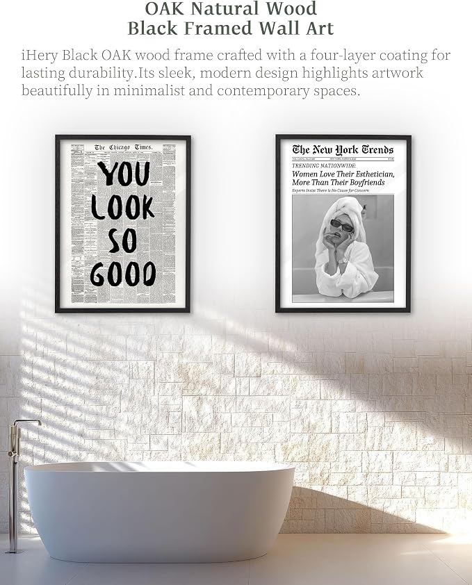 iHery 12x16in You Look So Good Framed Newspaper Wall Art | Premium Black OAK - Image 3