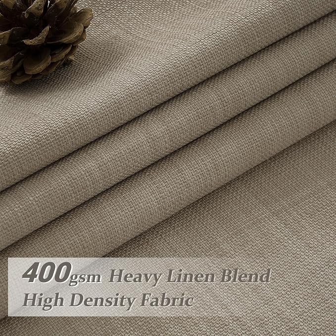 Extra Long Taupe Linen Blackout Dining Room Window Curtains 112 Inches Long 2 - Image 2
