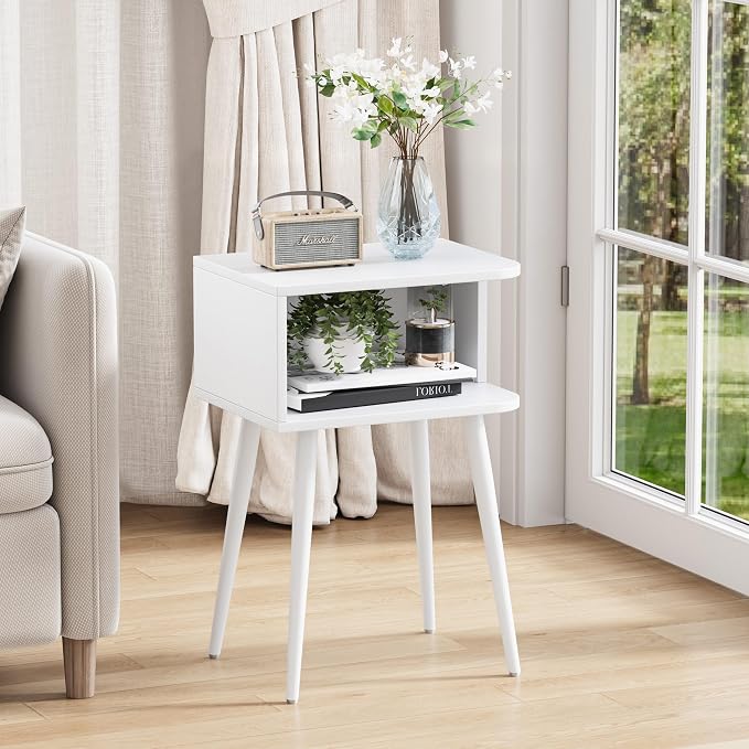 White Nightstand Set of 2, Small Bed Side Table - Image 6