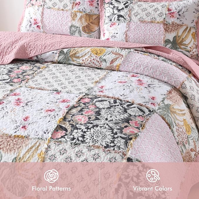 Etwel 100% Cotton Patchwork King Size Quilt Set - Image 3