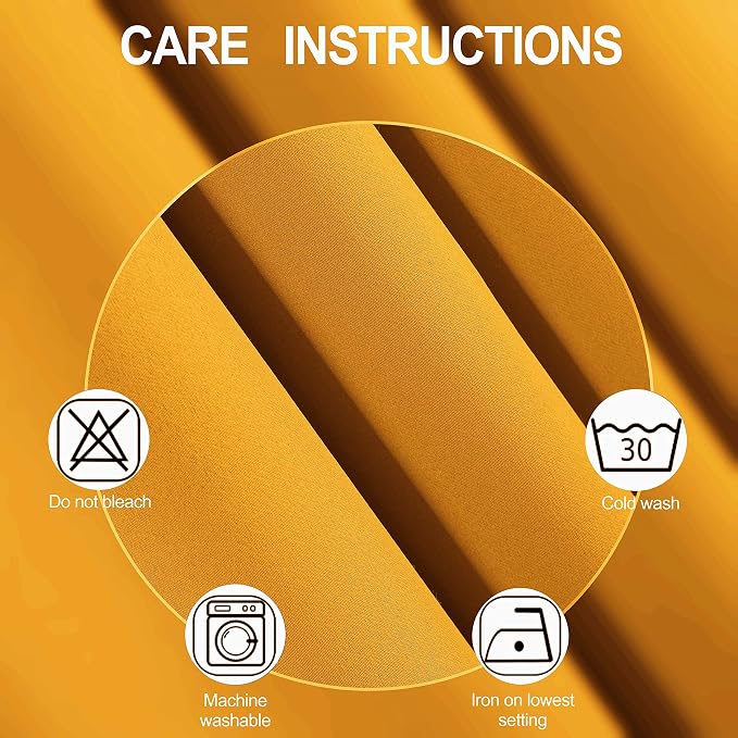 100% Blackout Curtains 52 x 95 Inch/Yellow Curtains 2 Panels - Image 5