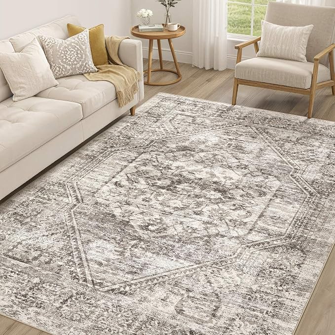 cotiled 6x9 Area Rug for Living Room, Traditional, Distressed Brown by COTILED