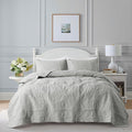 Light Grey Damask Quilt Queen Size Bedding Sets by B2EVER