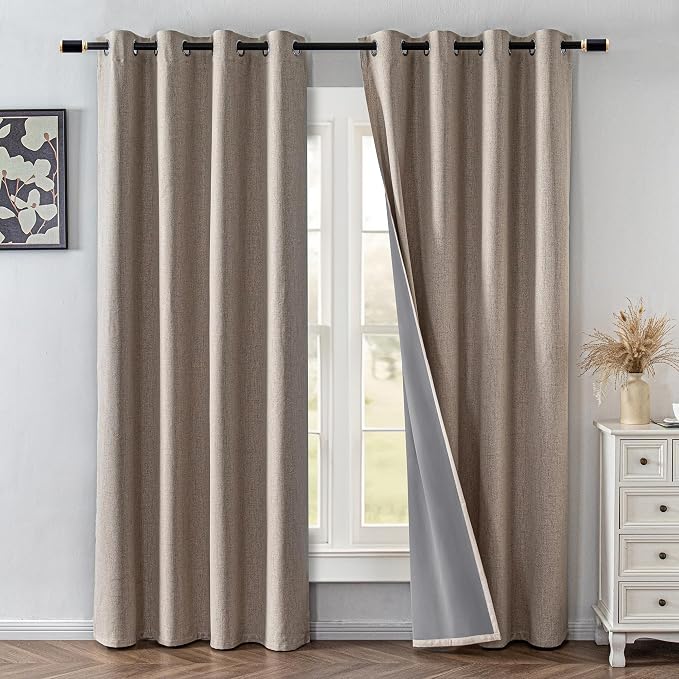 IGEMAEVE Blackout Curtains for Bedroom Rod Pocket Linen 52" W x 96" L | Living - Image 2