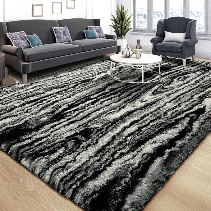 Fluffy Large Rugs for Living Room, 8x10 Area Rugs for Bedroom, Modern Shag - Image 2