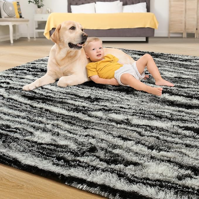Fluffy Large Rugs for Living Room, Shag Area Rug 6x9 Soft Carpet for Bedroom - Image 4