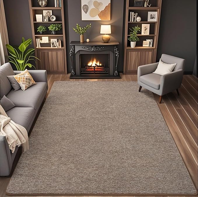 5x7 Area Rugs for Living Room Non Slip Dorm Bedroom Rug, Matte Brown | Modern - Image 8