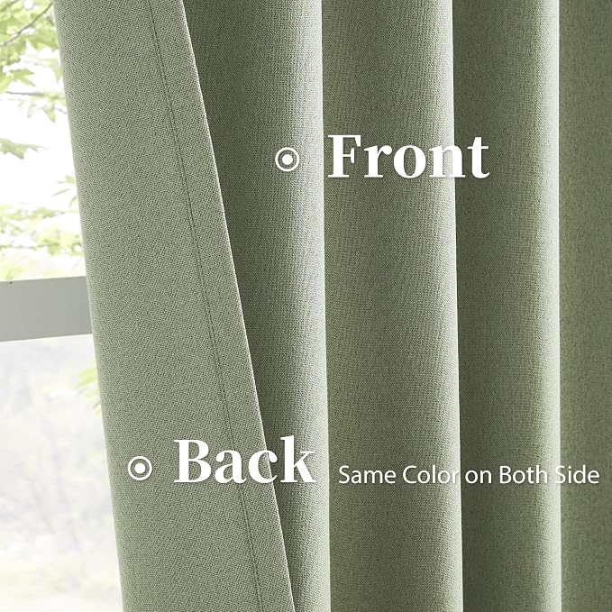 Sage Green Blackout Linen Curtains - Image 4
