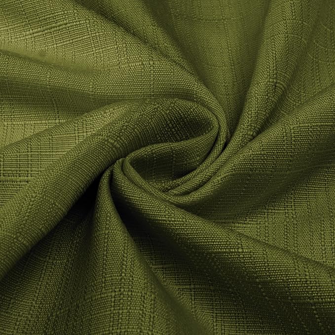 Diraysid 100% Blackout Curtains Olive Green Linen Curtains - Image 4