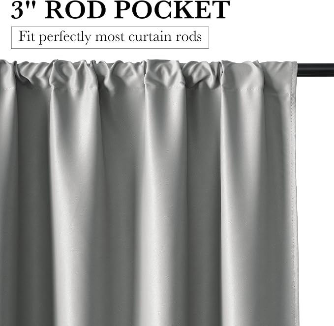 RYB HOME Bedroom Blackout Curtains 72 inches Long, 100% Blackout | Thermal - Image 2