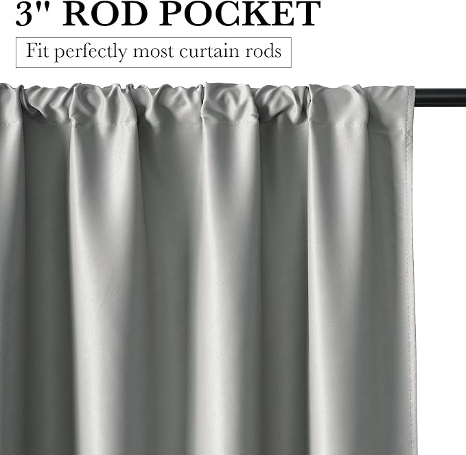 RYB HOME 100% Blackout Basement Curtains 30 inches Long, Heat & UV Blocking | - Image 3