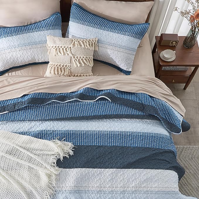 California King Quilt Set Navy Blue, 3 Pieces Bedspreads | Ultra Soft - Image 6
