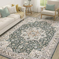 cotiled 7x9 Area Rug for Living Room, Traditional, Vintage Green | Soft by COTILED