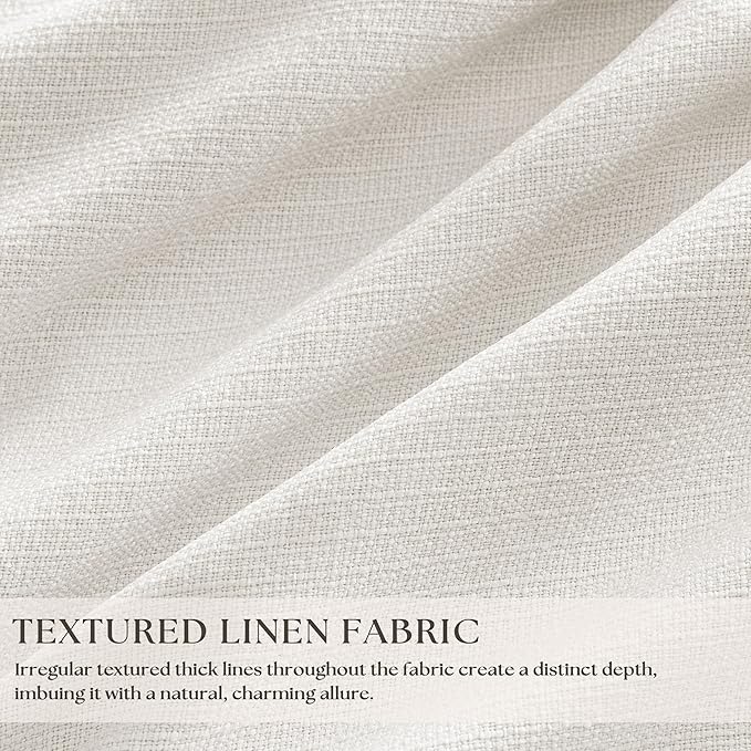 Pinch Pleated Blackout 108 Inch Bedroom Linen Curtains 2 Panels Ivory White | - Image 2