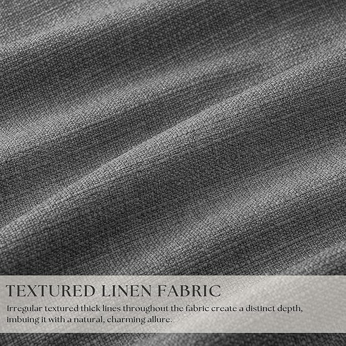 Dark Grey Pleated Thick Linen Blackout Curtains 90 Inches Long - Image 3