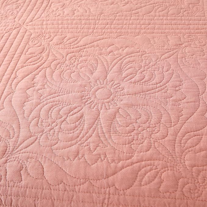 ROOMLIFE Quilt Set Full Size 3D Floral Embroidery Pattern 3-Piece Cotton - Image 8