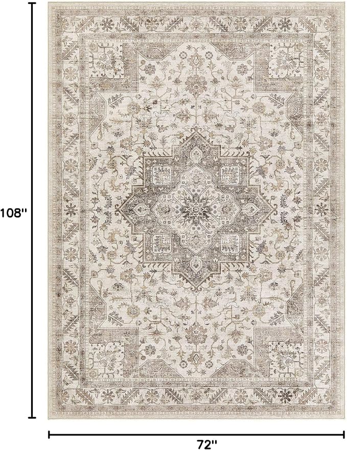 cotiled 6x9 Area Rug for Living Room, Traditional, Light Brown | Soft - Image 2