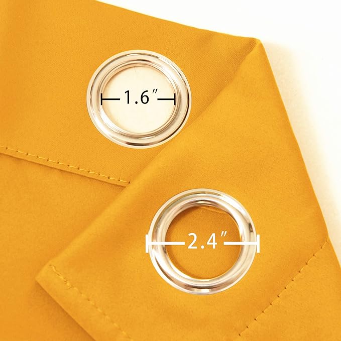 Yellow Blackout Curtains 34 x 63 Inch Length/Set of 2 Curtain Panels/Thermal - Image 5