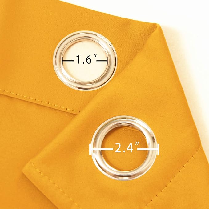 Yellow Blackout Curtains/52 x 45 Inch Length/Set of 2 Panels Grommet Bedroom - Image 5