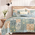 California King Quilt Set-3 Pieces Soft Bedding Floral Patchwork Coverlet | All by BLOOMHAVEN