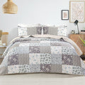 Whale Flotilla Patchwork Quilts Queen Size, Extra Soft Floral Bedspreads | Grey by WHALEFLOTILLA