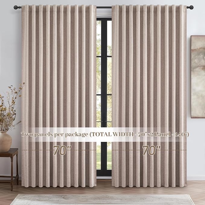 140 Inches Extra Wide Curtains Linen Farmhouse Insulated Thermal Large Window - Image 8