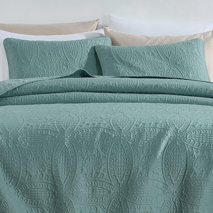 Chezmoi Collection Austin 3-Piece Oversized Bedspread Coverlet Set King - Image 6