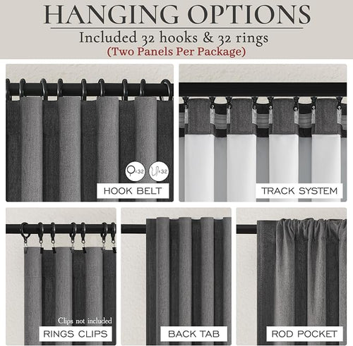 102 Inch Long Dark Gray Blackout Curtains - Image 2