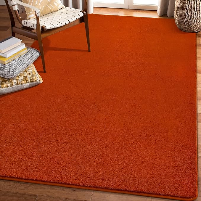 Modern Area Rug for Bedroom Living Room, 4x6 Orange Memory Foam Rug | Thickened - Image 9