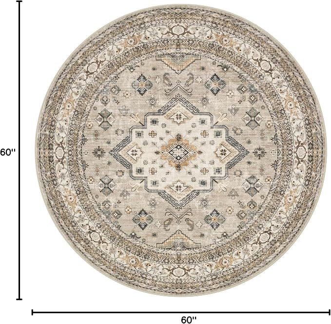 cotiled 5ft Round Living Room Area Rug, Traditional, Dining Room, and Home - Image 2