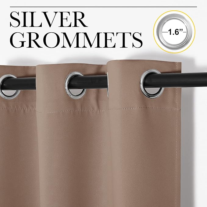 NICETOWN Bedroom Blackout Long Curtains and Drapes, 55 by 120 Inch, Cappuccino - Image 3