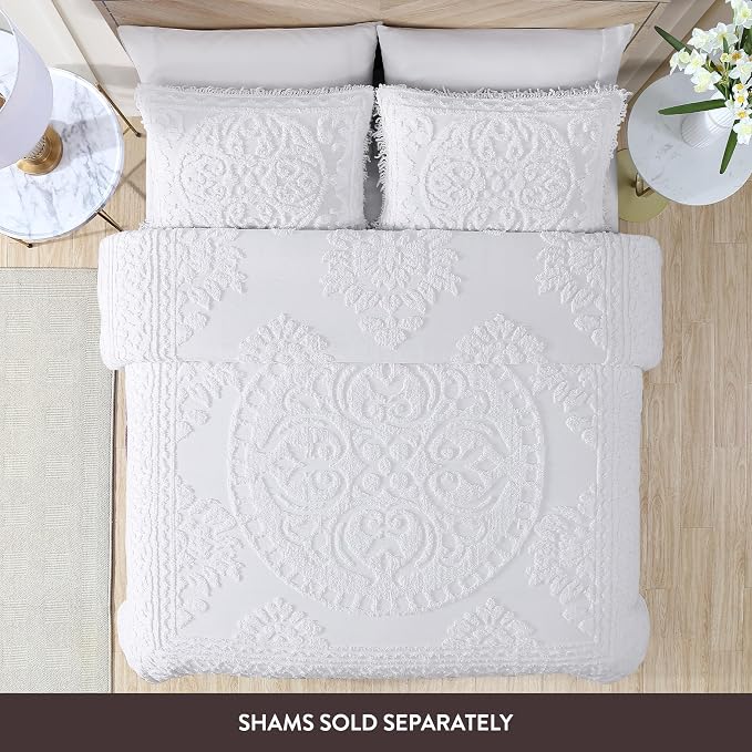 Beatrice Home Fashions Medallion King Cotton Chenille Bedspread, cozy plush - Image 2