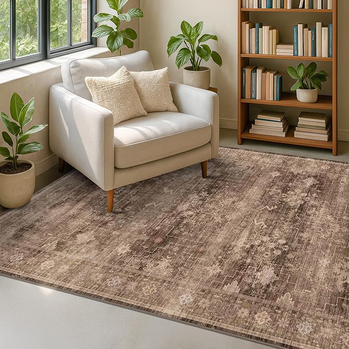 Taupe Brown 5x8 Rug for Living Room by HazoHaus