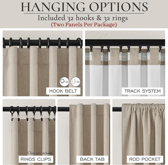QJmydeco Black Out 95 Inch Long Boho Curtains 2 Panel Set, Farmhouse Curtains - Image 3