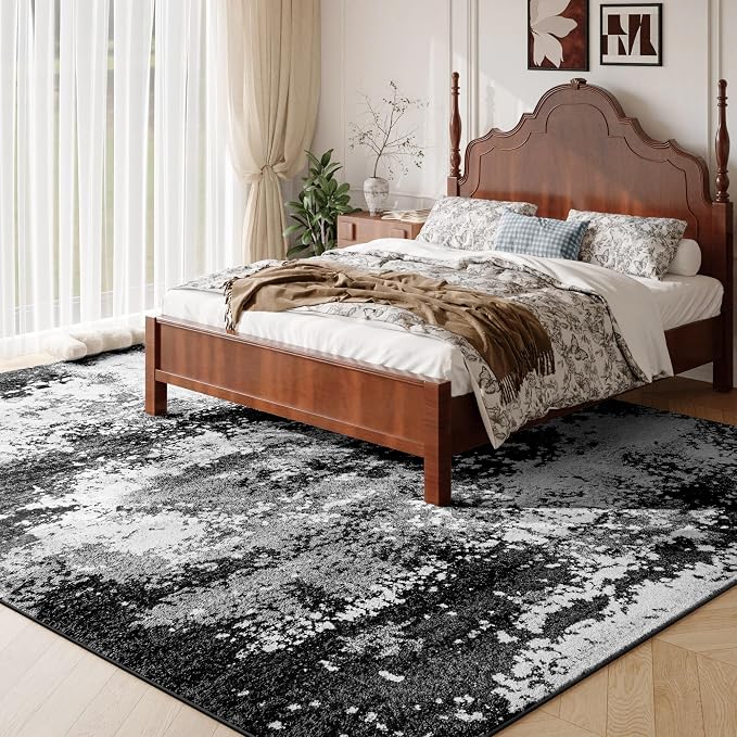 Washable Rug 8x10 Area Rugs for Living Room Bedroom Carpet Black | Indoor - Image 2