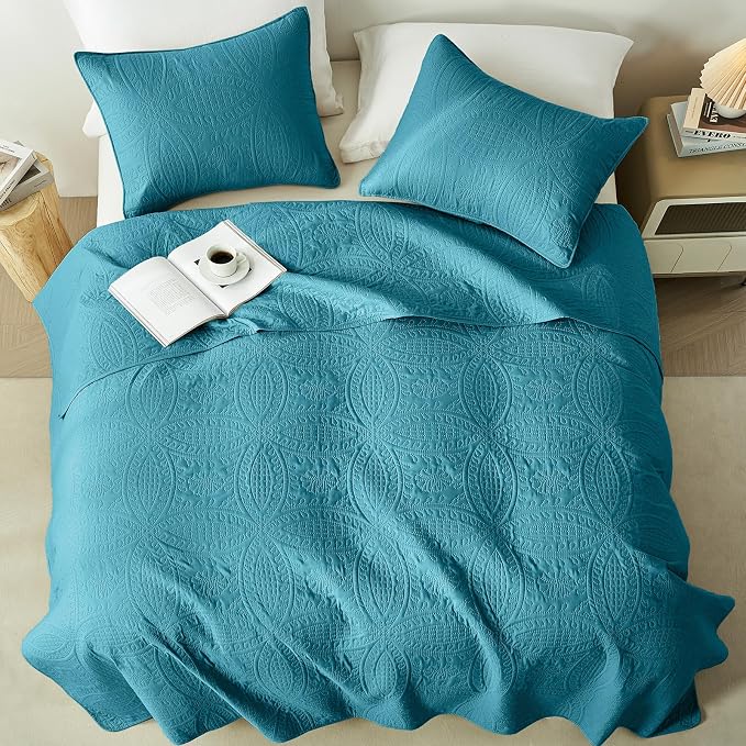akkialla Teal Twin Quilt Set, Ultrasonic Lightweight Bedspread Coverlet - Image 3