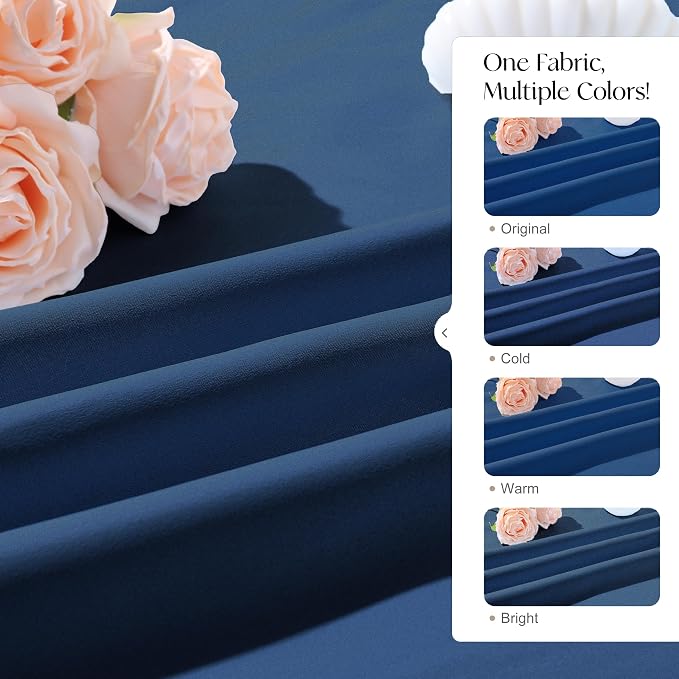 Etherealveil Navy Blue Pinch Pleated Blackout Curtains 2 Panels 52"x96" | Back - Image 8