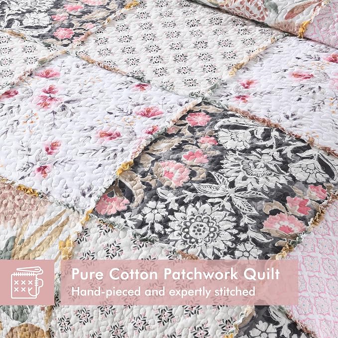Etwel 100% Cotton Patchwork King Size Quilt Set - Image 2