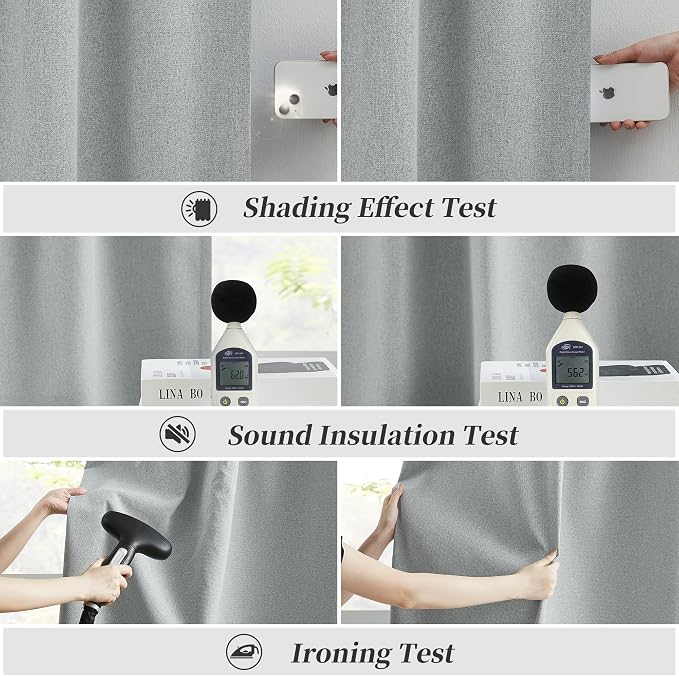 Full Blackout Curtains Light Grey 102 Inches Long 2 Panels Set, Extra Long Back - Image 6