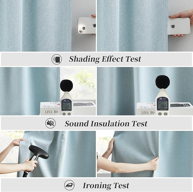 Full Shading Blackout Linen Curtains Set 96 inch Drap, Pair of Energy Smart - Image 6