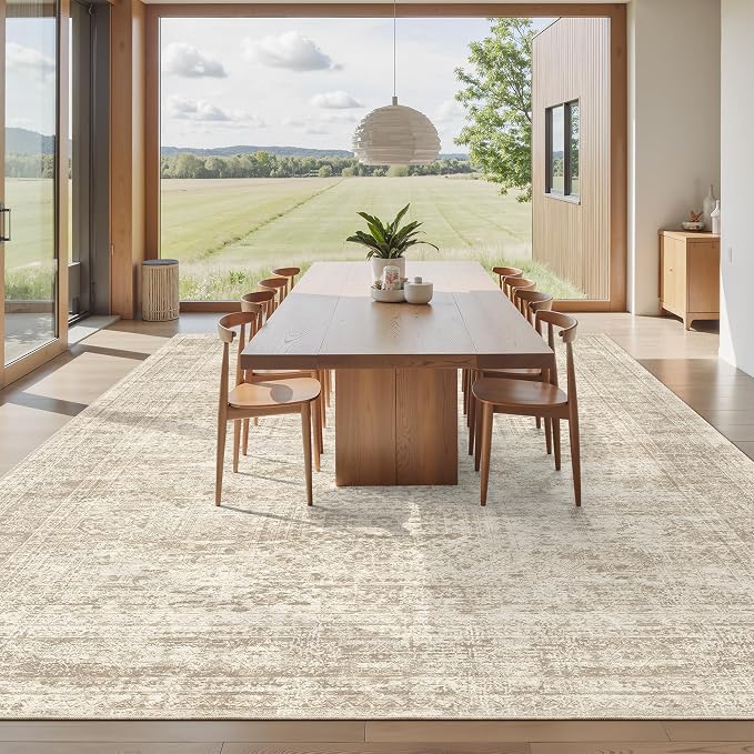 Soalmost 10x12 Area Rugs for Living Room Washable Rug Non-Slip Beige | Large - Image 8