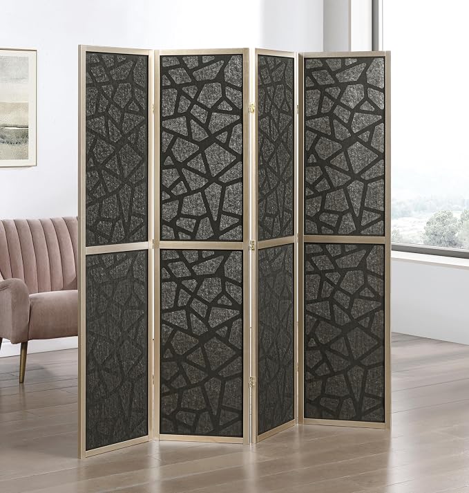 Roundhill Furniture Aurra 4-Panel Wood Room Divider, Folding Portable Partition - Image 2