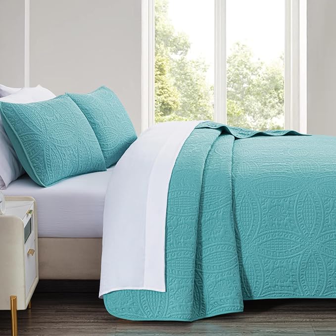 Chezmoi Collection Austin 3-piece Oversized Bedspread Coverlet Set - Image 3