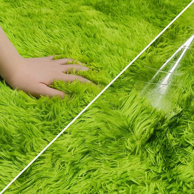 Tie-Dyed Runner Rug for Bedroom Green 2x5ft Fluffy Area Rug Bedside Runner Rug - Image 6