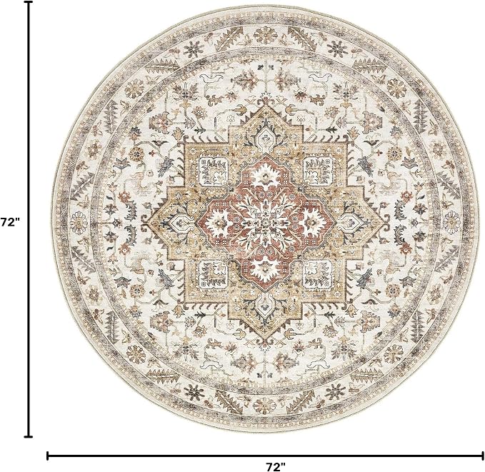 cotiled 6ft Round Living Room Area Rug, Traditional, Dining Room, and Home - Image 2